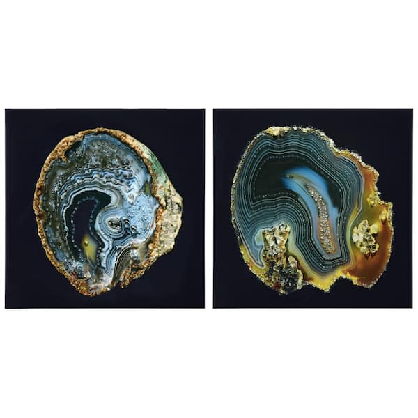 Empire Art Direct "Geode Splendor I & II" Crystallus Epoxy Coated Wrapped Glossy Canvas Unframed Wall Art, 24 in. x 24 in.