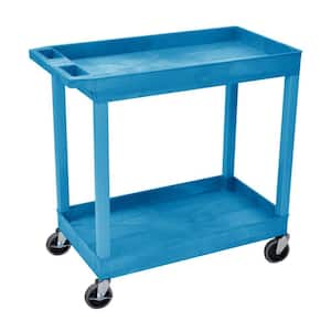 18 in. x 35 in. 2-Tub Shelf Utility Cart, Blue