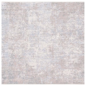 Marmara Gray/Beige/Blue 7 ft. x 7 ft. Square Solid Abstract Area Rug
