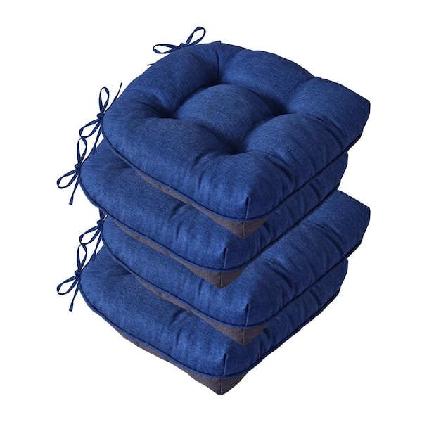 Chair Cushions for Dining Chairs Set of 4, Indoor Tufted Seat Cushions with Ties and Non Slip Bottom, 15.5 x 15.5 x 4 in