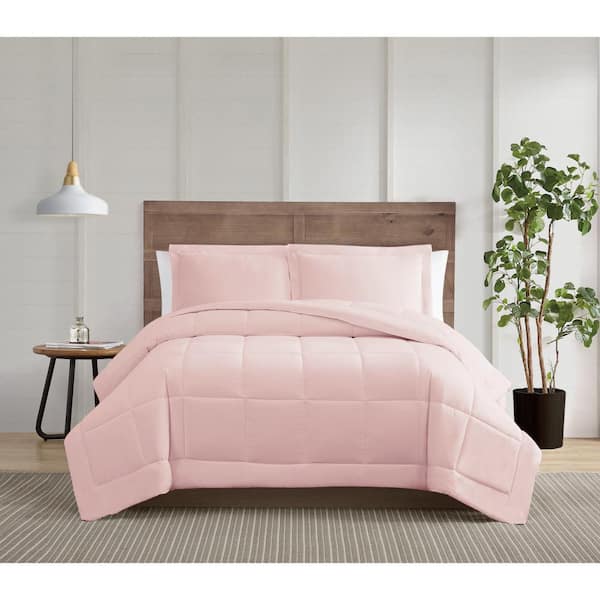 TRULY CALM Silver Cool 3-Piece Blush Cotton Full / Queen Comforter Set