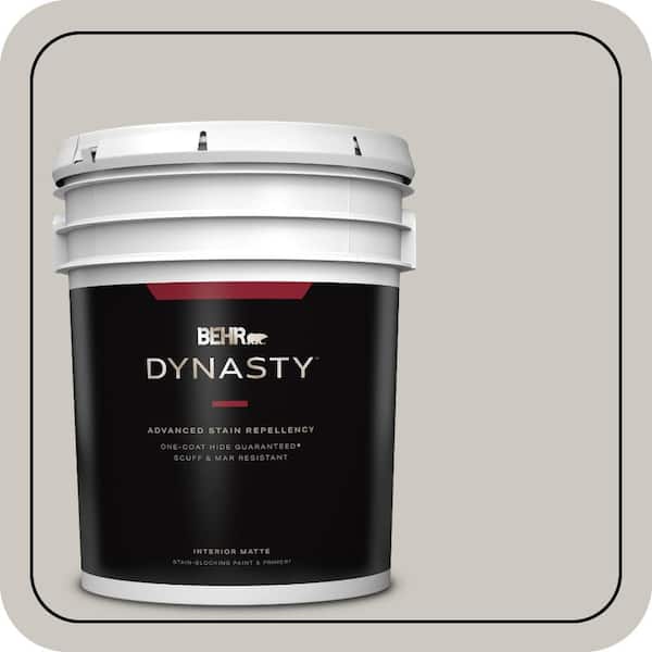 BEHR DYNASTY 5 gal. Designer Collection #DC-008 Gratifying Gray Matte Interior Stain-Blocking Paint & Primer