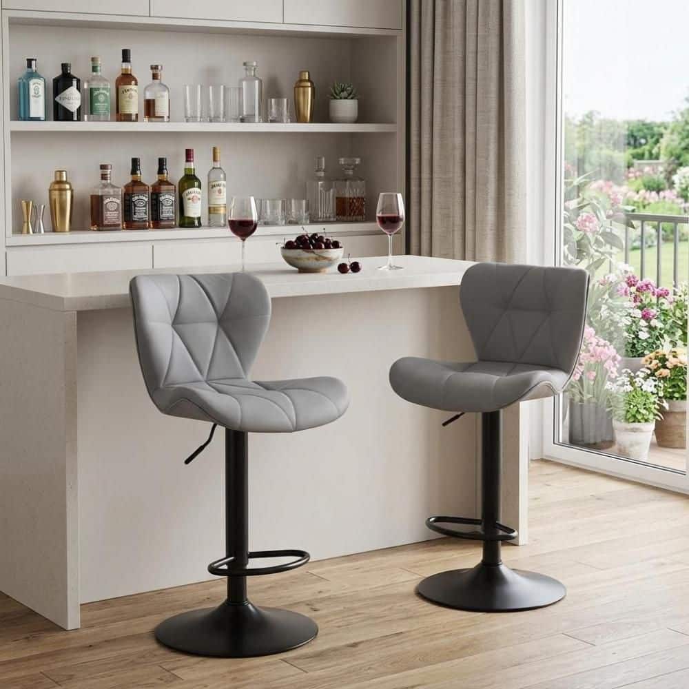 24.02 in. H Black High Back Metal Bar Stool with Upholstery Seat Set of 2 price history on PriceWatchPro