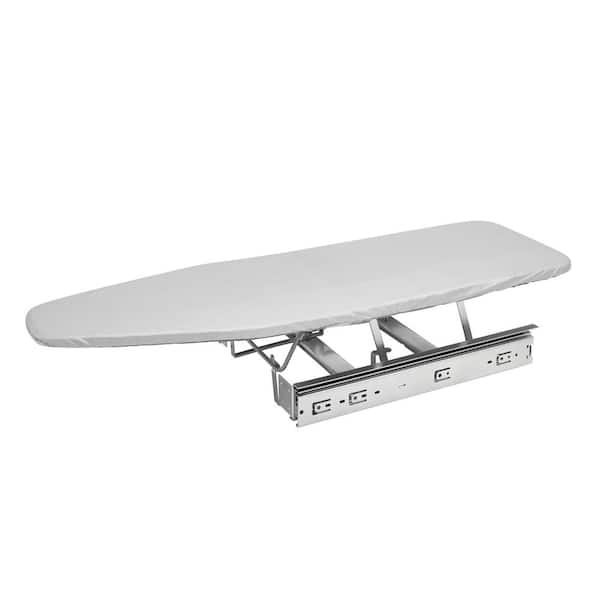 Gray 14.25 in. W x 19.88 in D Non-Electric Steel Pullout Fold Out Ironing Board for Vanity Cabinet Drawer, No Swivel