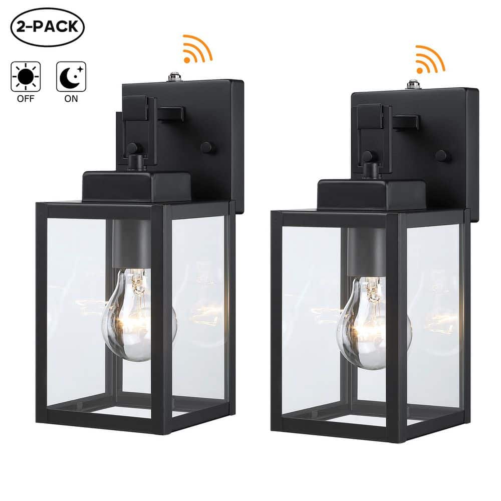 11 in. H 1-Light Matte Black Dusk to Dawn Outdoor Wall Lantern Sconce, No Bulbs Included (2-Pack) price history on PriceWatchPro