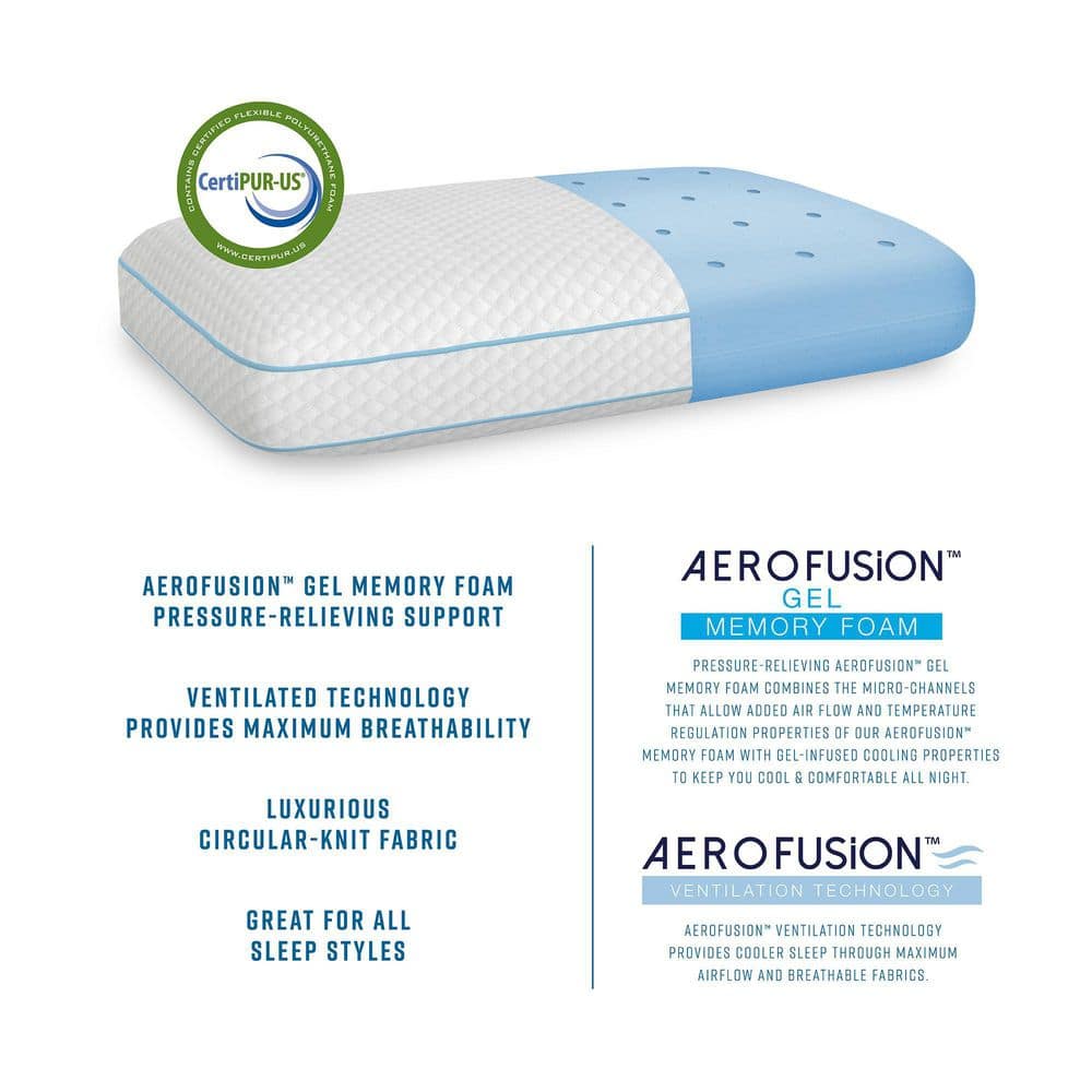 Medium Density Hypoallergenic Gel-Infused Memory Foam Bed Pillow