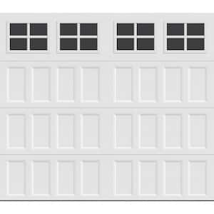 Bridgeport Steel Narrow Panel 8ft x 7ft Non-Insulated White Garage Door with windows