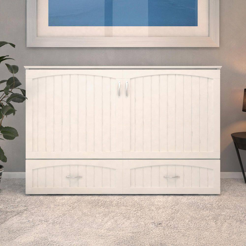 Southampton White Wood Frame Queen Murphy Bed Chest with 6 in. Mattress, Built-in Charging Station and Storage - thumbnail 10