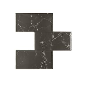 Black Peel and Stick Marble Backsplash Tile 10 in. x 10 in. Sample