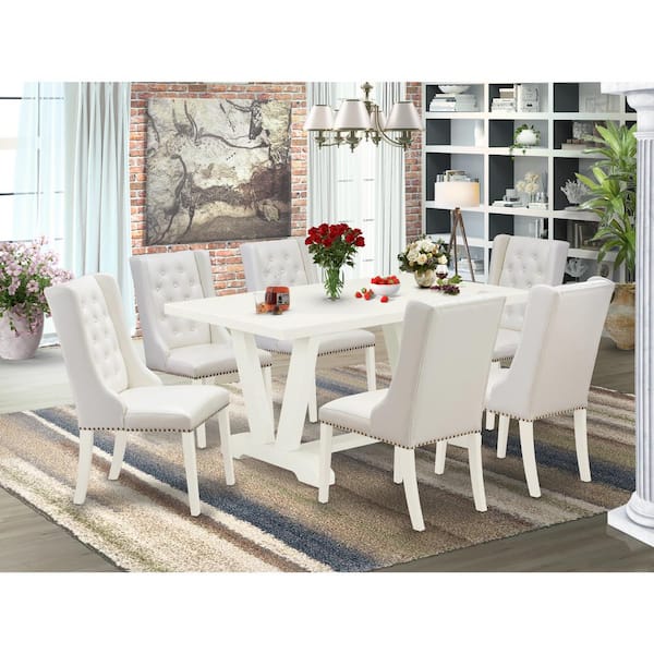 7-Piece Natural Oak Finish Solid Wood Top Dining Table with 6 Chairs with Lattice Back