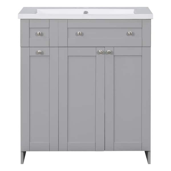 Bnuina 30 in. W x 18 in. D x 34.5 in. H Single Sink Freestanding Bath ...