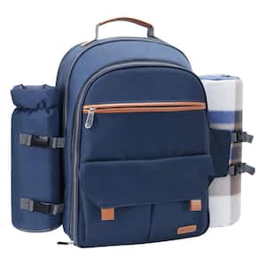 5 lbs. Picnic Backpack for 2-Person with Insulated Waterproof Pouch Soft-Side Cooler, Navy Blue