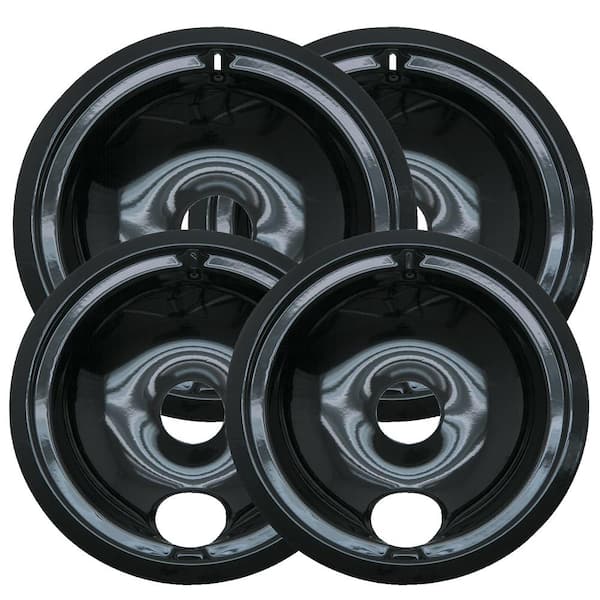 Range Kleen 6 in. 2-Small and 8 in. 2-Large Drip Bowl in Black Porcelain (4-Pack)
