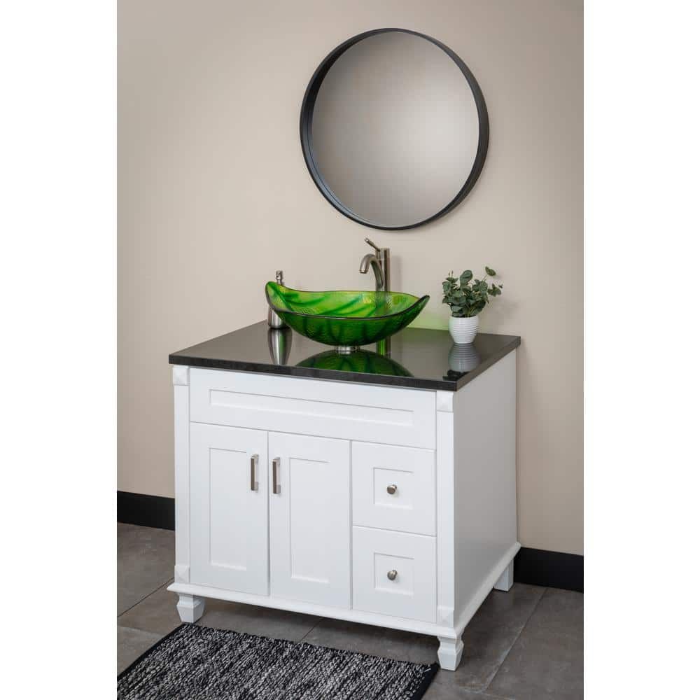 Green Leaf Shaped Tempered Glass Vessel Sink