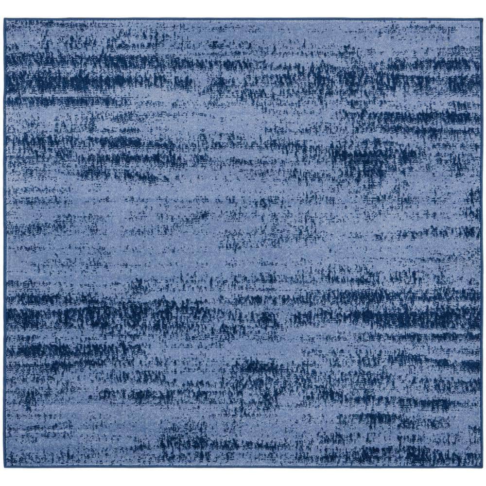 Essentials Denim Blue Abstract Indoor/Outdoor Square Rug