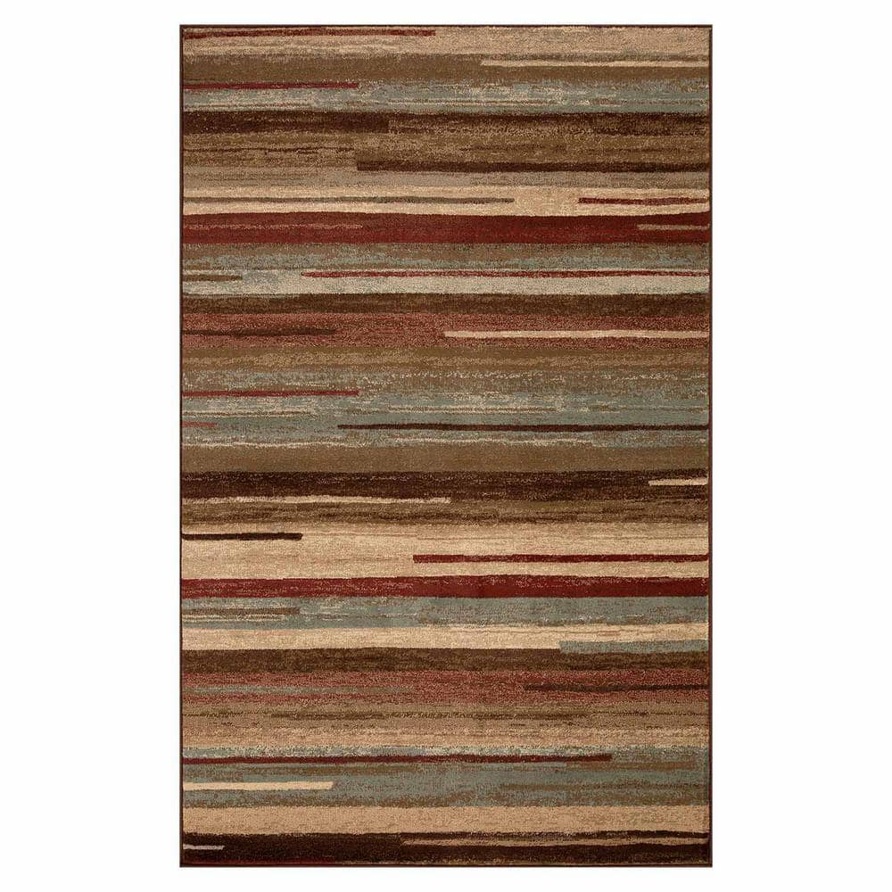 Linear Ribbed Maroon Rug SUPERIOR Fulgor Maroon 7 ft. x 9 ft. Modern Stripe Abstract Indoor Area ...