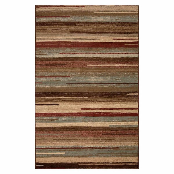 Fulgor Maroon 7 ft. x 9 ft. Modern Stripe Abstract Indoor Area Rug