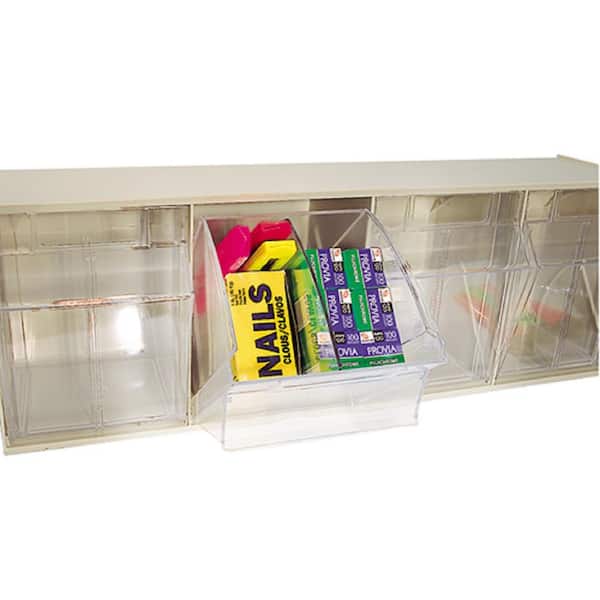 Quantum Storage - 4 Compartment White Small Parts Tip Out Stacking Bin  Organizer - 48518559 - MSC Industrial Supply