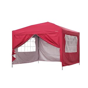 10 ft. x 10 ft. Red Outdoor Patio Canopy With Canopy Bag and 4 Removable Side