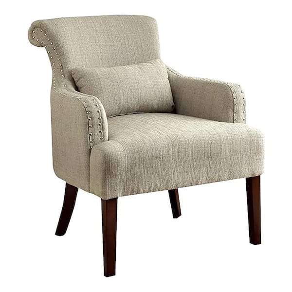 Furniture of America Tuckertown Beige Polyester Upholstered Accent Chair