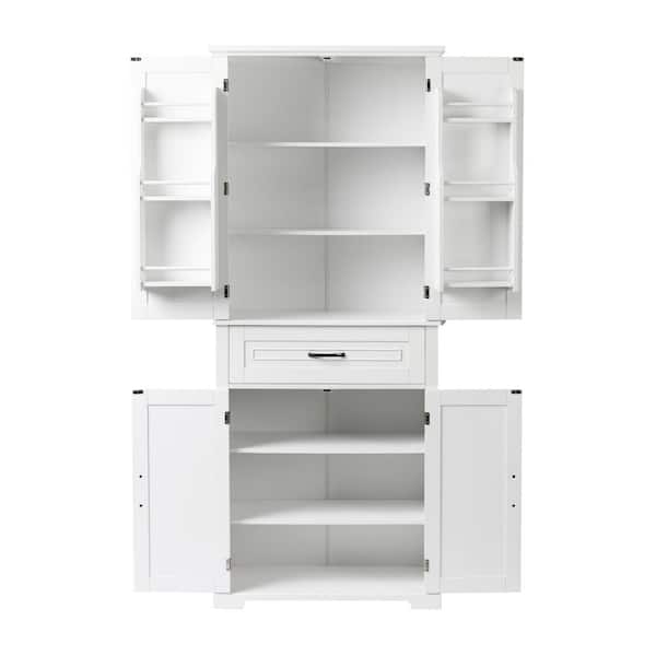 Unbranded 30 in. W x 15.7 in. D x 72.2 in. H MDF Ready to Assemble Bathroom Storage Cabinet in White with Doors and Drawer