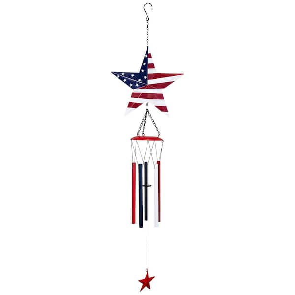 Stars and Stripes Patriotic Outdoor Garden Windchime-36 in.