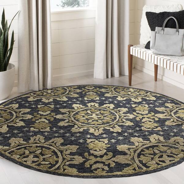 Lr Home Zeno Gray 4 Ft 9 In Round, 4 Ft Round Wool Rugs