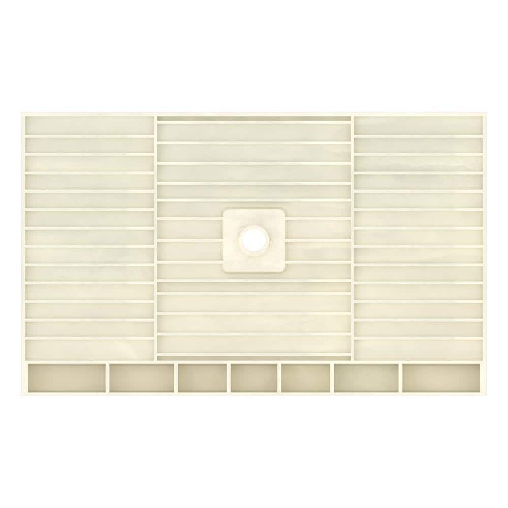 Beige PVC 48" x 36" Shower Pan with Center Drain
