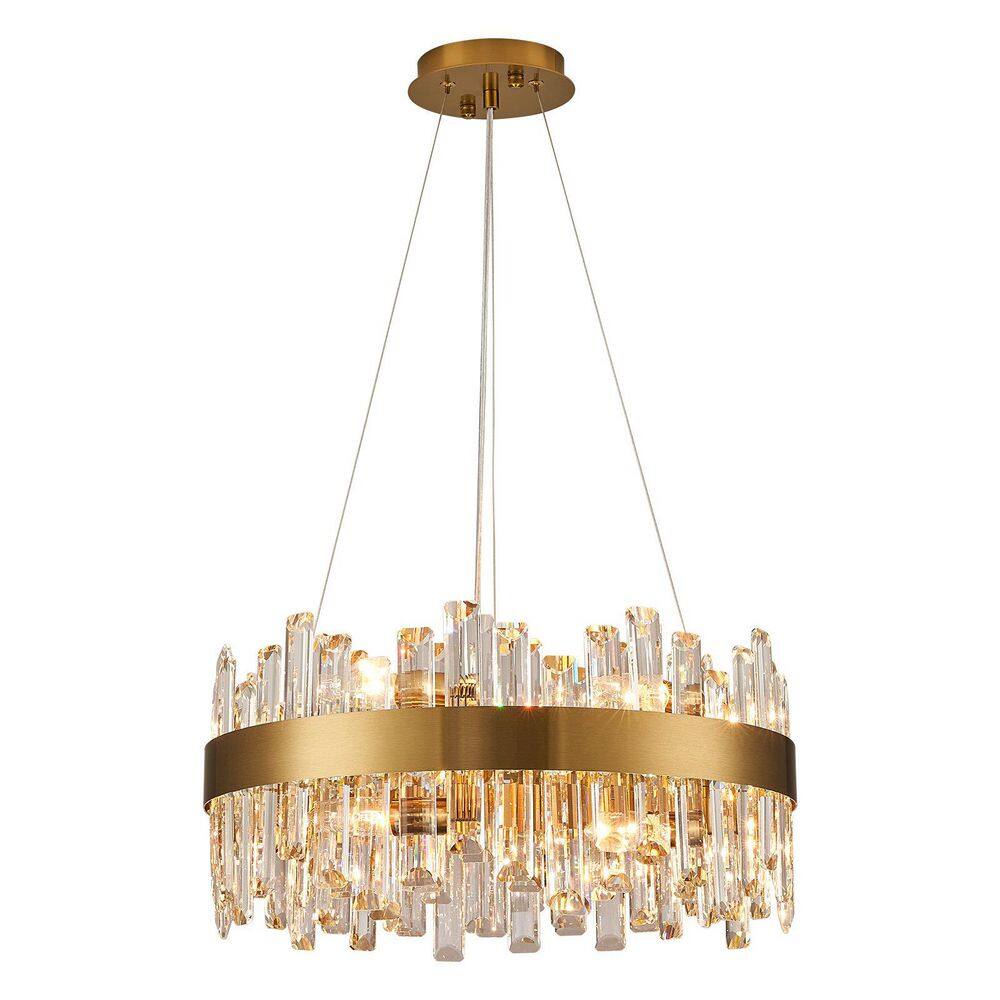 20 in. Modern 12-Light Brass Gold Crystal Chandelier for Light Dining Room or Kitchen price history on PriceWatchPro