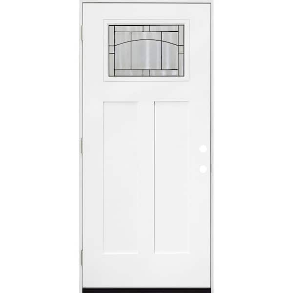 Steves & Sons Legacy Knox 36 in. x 80 in. Left-Hand/Outswing Toplite 1/4 Decorative Glass White Primed Fiberglass Prehung Front Door