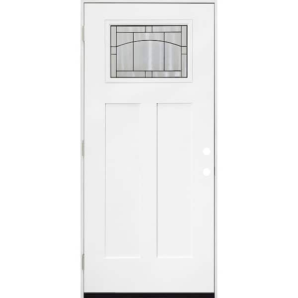 Legacy 34in. x 80in. 1/4-Toplite Knox Decorative Glass LHOS Primed Unfinished Fiberglass Prehung Front Door w/4 in. Jamb