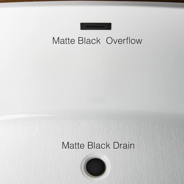 Alacant 67 in. x 31.5 in. Acrylic Flat Bottom Soaking Bathtub with Center Drain and Overflow in White with Matte Black