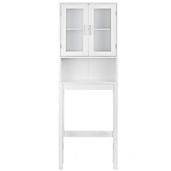 ANGELES HOME 23 in. W x 7.5 in. D x 67 in. H White Over the Toilet Bathroom Storage Wall Cabinet with Shelves