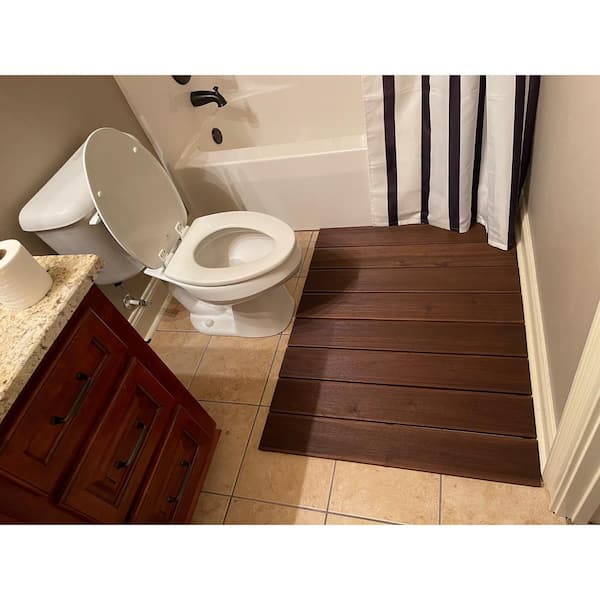 Roll Floor Bathroom Mat 2.7 ft. x 3.5 ft. Non-Slip Thermo-Treated Wood Deck  Tile in Brown (1-Each) 11119 - The Home Depot