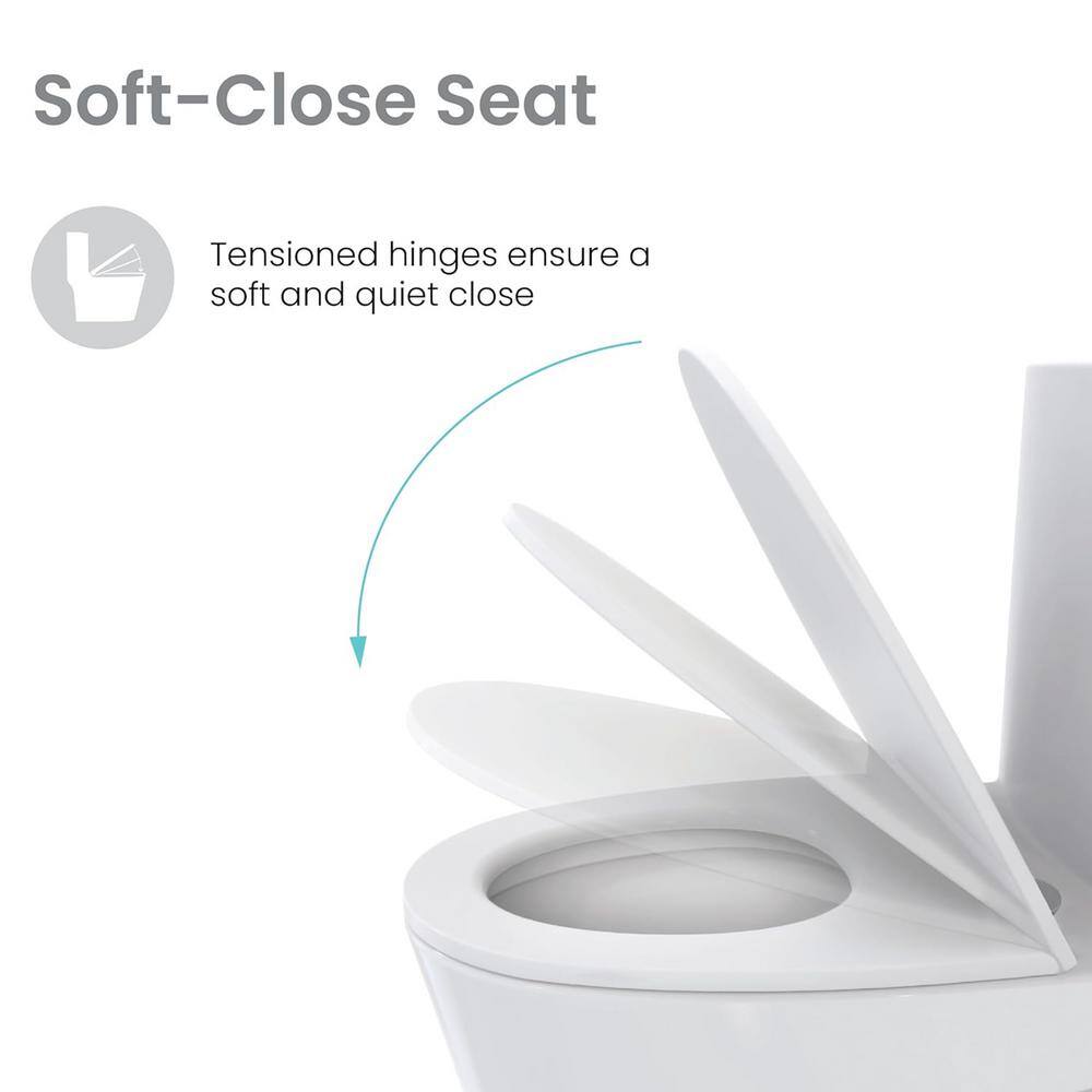 Gloss White Ceramic Dual-Flush Elongated One-Piece Toilet