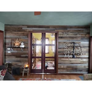 3/8 in. x 4 ft. Random Width 3 in. - 5 in., 10.59 sq. ft. Brown/Grey Barnwood Planks Decorative Wall Panel