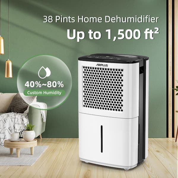 38 pt. 2000 sq. ft. Portable Dehumidifier in White with Auto Defrost, Anionic Air Mode, Variable Speeds, Low Noise