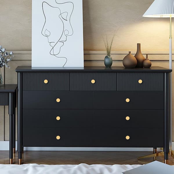 Numhew 6-Pack Solid Brass Gold Cabinet Knobs Brushed Brass Finish Modern Drawer Pulls