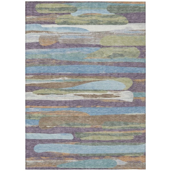 Chantille Machine Washable Indoor/Outdoor Abstract ACN2542 Purple 8 ft. x 10 ft. Area Rug