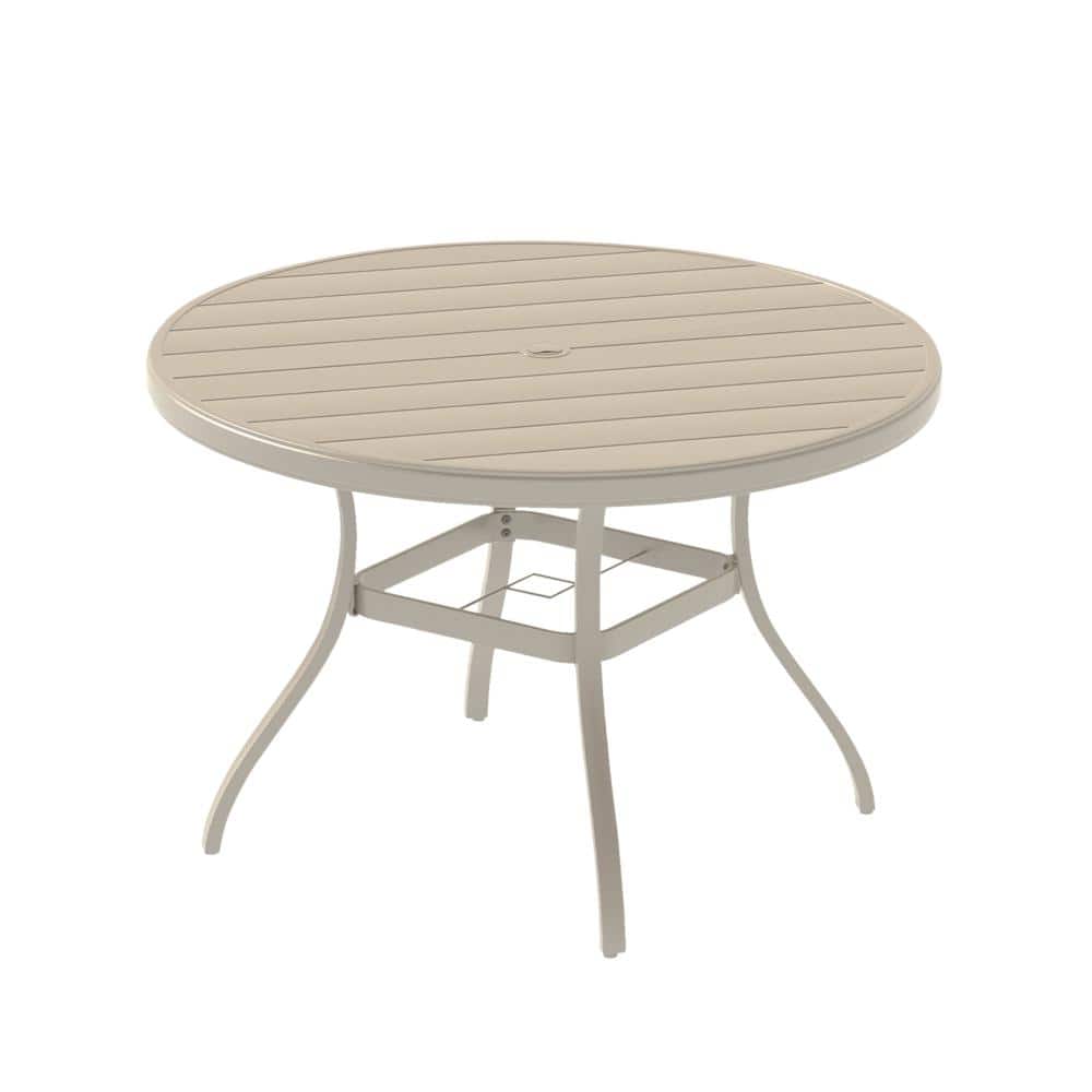 52.95 in. Sandstone Round Steel Patio Dining Table for 6-7 with Umbrella Hole price history on PriceWatchPro