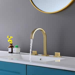 8 in. Widespread Double Handles Bathroom Faucet in Brushed Gold