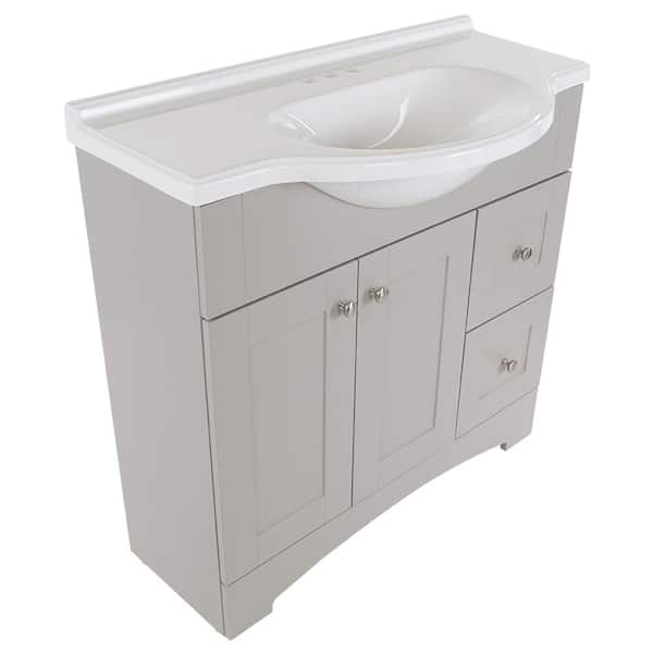 36-in Gray Single Sink Bathroom Vanity with White Cultured Marble Top –  Denali Building Supply