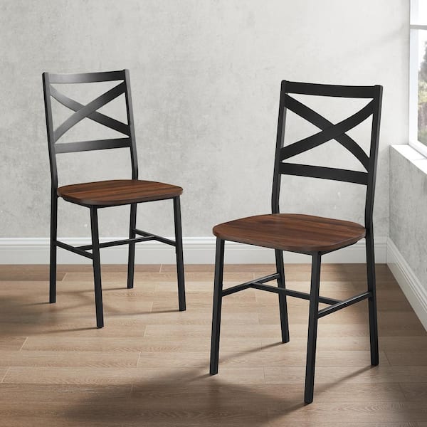 Walker Edison Furniture Company Angle, X Back Metal Dining Chairs