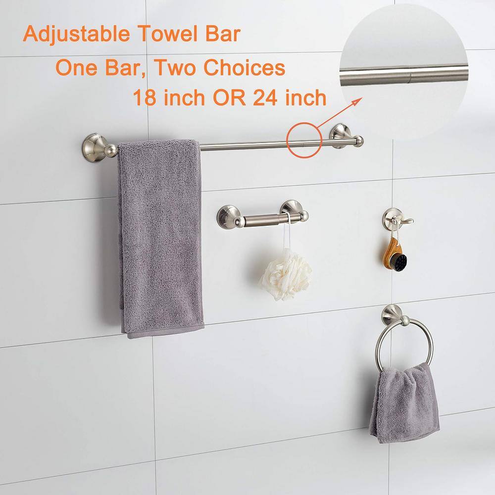 Brushed Nickel 24" Wall Mounted Towel Bar Set