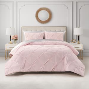 Kiss Pleat Micro Mink 2-Piece Pale Pink Polyester Twin/Twin XL Comforter Set