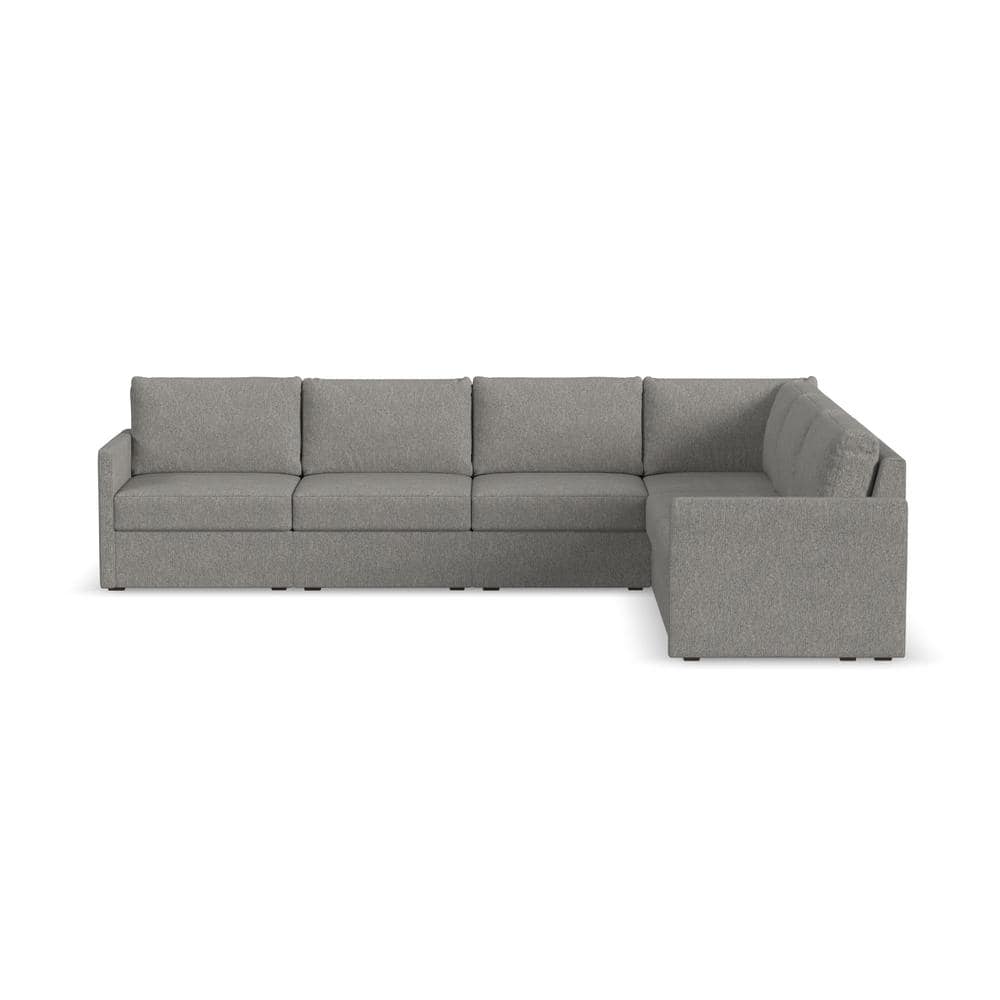 FLEXSTEEL Flex 133 in. W Straight Arm 6 PC Polyester Performance Fabric Modular Sectional Sofa in Pebble Dark Gray -  90226NSEC31302