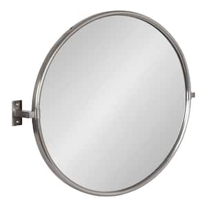 Taurus 25.50 in. W x 24.00 in. H Metal Silver Round Framed Decorative Mirror