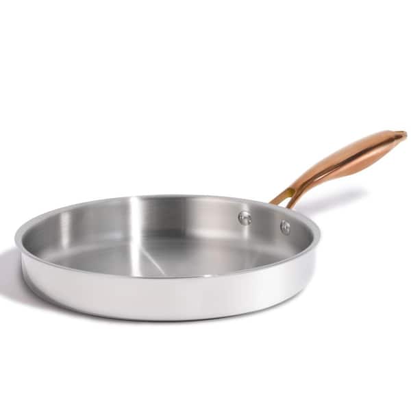 10-Inch Tri-Ply Stainless Steel Frying Pan, 18/8 Steel with Aluminum Core, Dishwasher and Oven Safe Skill
