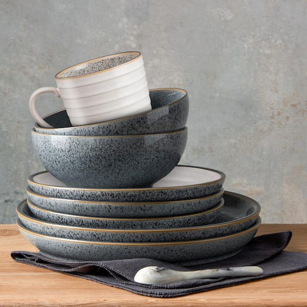 Denby Studio Grey/White Medium Coupe Plate (Set of 4) STG-004W/4