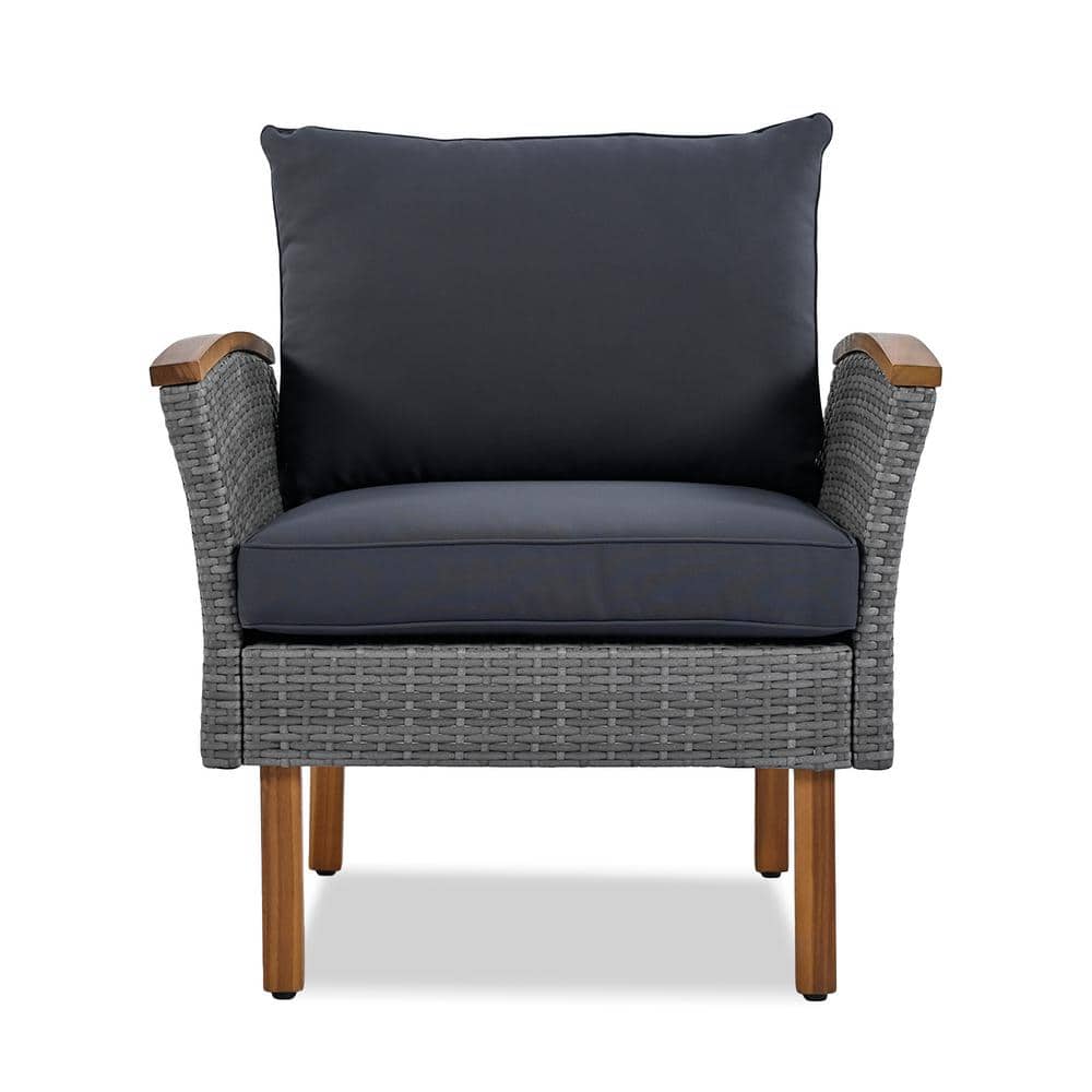 9-Piece Rattan Patio Conversation Set in Gray with Acacia Wood Legs and Coffee Table Washable Cushion price history on PriceWatchPro